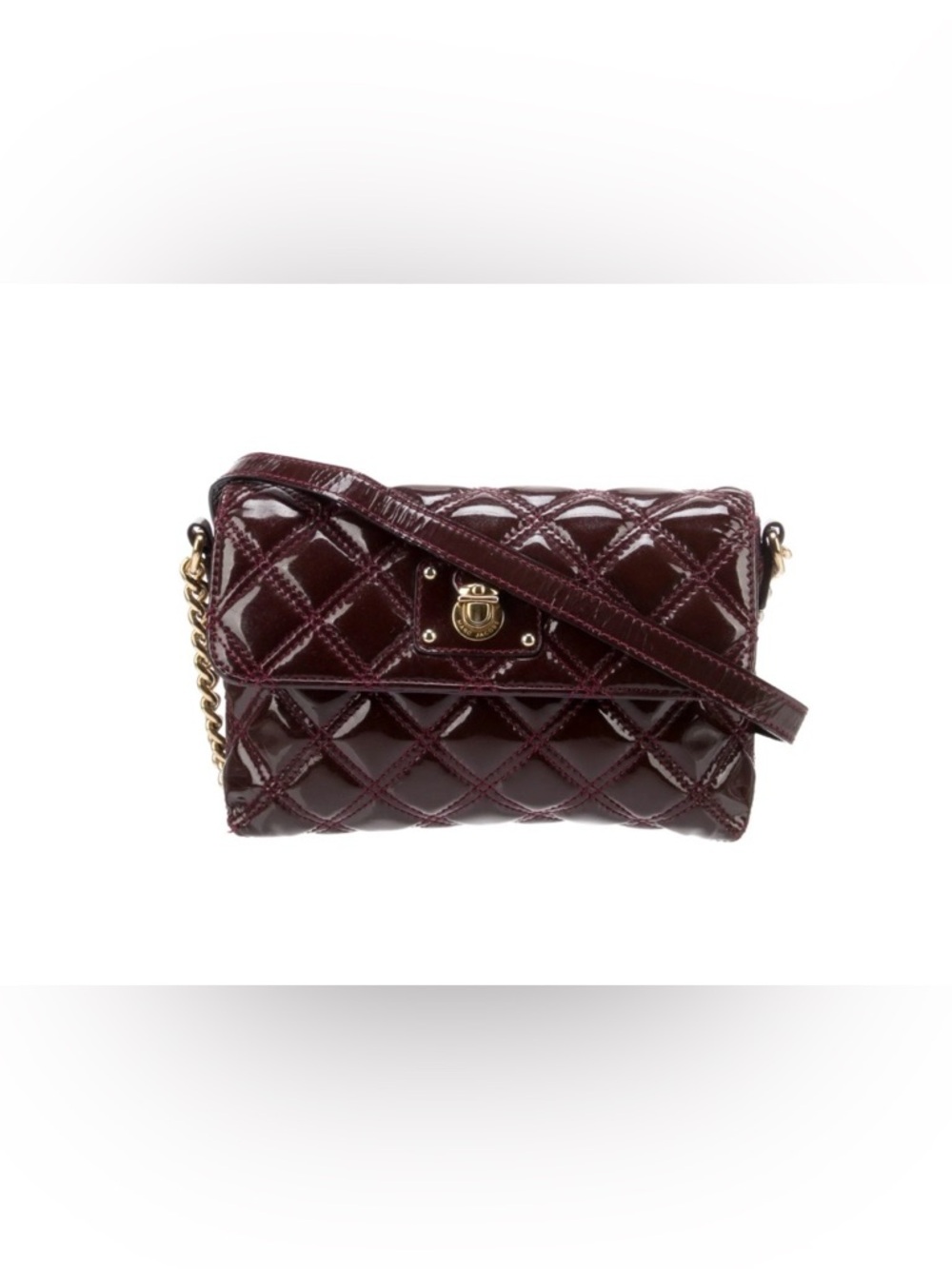 Marc Jacobs Quilted Patent Crossbody Bag - Deep Bordeaux